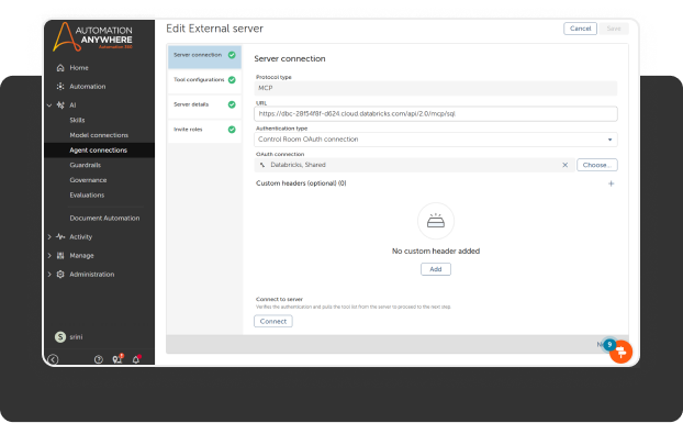Connected via MCP, not custom code
