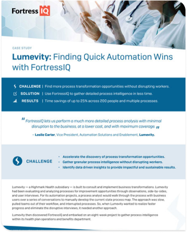 How Lumevity Found Immediate Automation Opportunities with FortressIQ