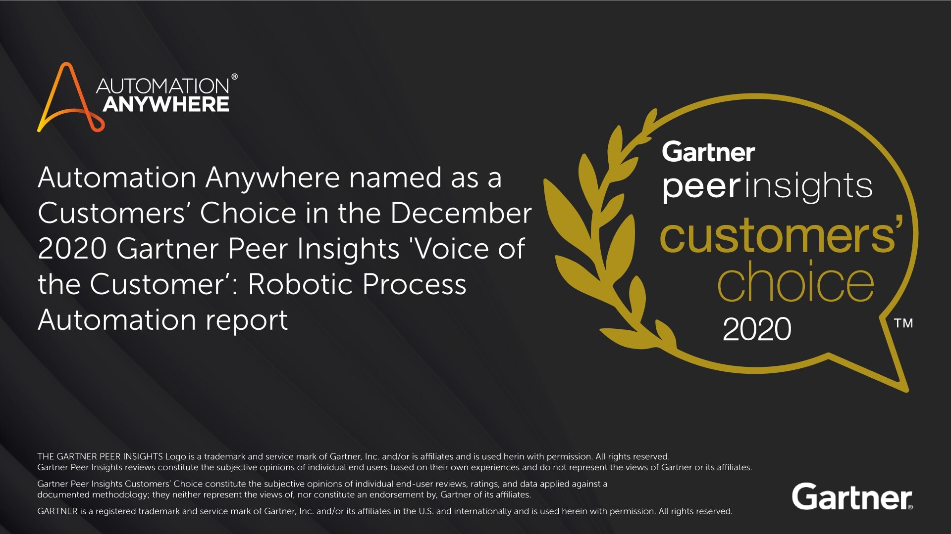 Automation Anywhere Recognized as a 2020 Gartner Peer Insights