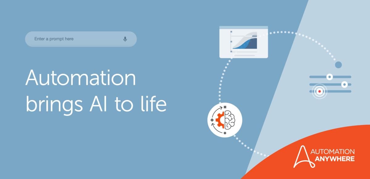 "Automation brings AI to life" with search engine graphic