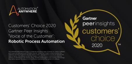 Automation Anywhere Named a 2020 Gartner Peer Insights Customers’ Choice for Robotics Process Automation