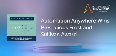 Automation Anywhere 榮獲聲譽卓著的 Frost and Sullivan 獎項肯定